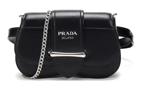 PRADA Cow Leather Shoulder Bag Women's Black