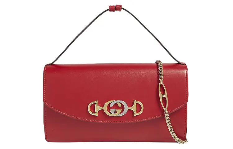 GUCCI Zumi Calfskin Shoulder Bag, Crossbody Bag, Handbag Small Women's Red