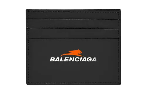 Balenciaga Grained Calfskin Layered Card Holder Unisex Black