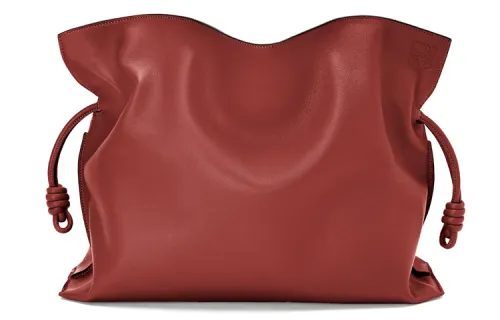 LOEWE Flamenco Collection Nappa Cow Leather Clutch Large Women's Red