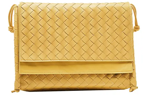Bottega Veneta Leather Shoulder Bag Women's Yellow