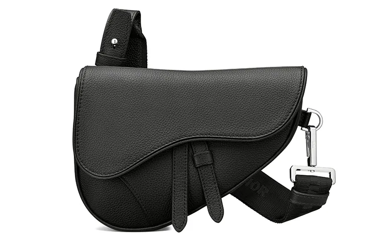 DIOR Saddle Grain Calfskin Saddle Bag, Handbag, Shoulder Bag, Crossbody Bag Mini Men's Black