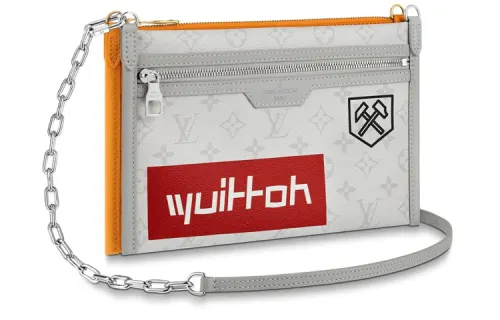 LOUIS VUITTON Double Flat Messenger Monogram Logo Story White/Orange