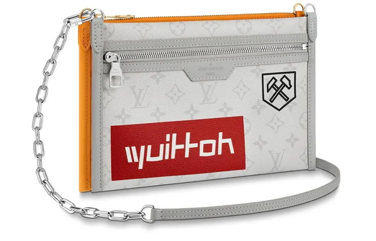 LOUIS VUITTON Double Flat Messenger Monogram Logo Story White/Orange