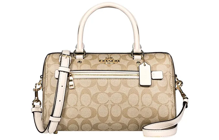 COACH Rowan PVC Boston Bag Handbag Large Women's Light Khaki