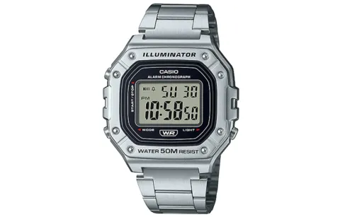 CASIO Digital Square Dial Quartz Movement Stainless Steel Strap Watch Men's Watches Silver Dial