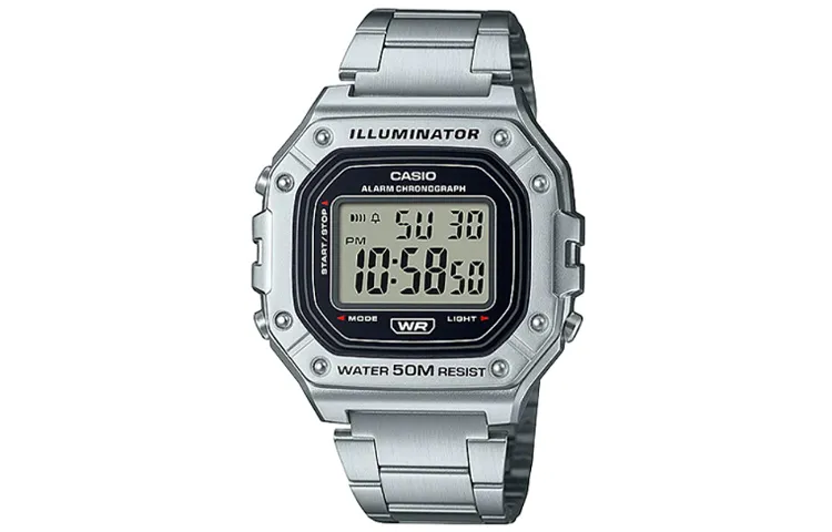 CASIO Digital Square Dial Quartz Movement Stainless Steel Strap Watch Men's Watches Silver Dial