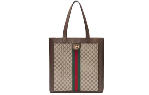 GUCCI Canvas With Leather Combo Bag, Tote Bag, Shopping Bag, Shoulder Bag, Handbag Large Unisex Ebony/Brown