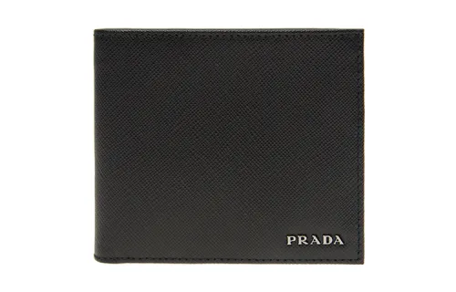 PRADA Leather Card Holder, Wallet Men's Black