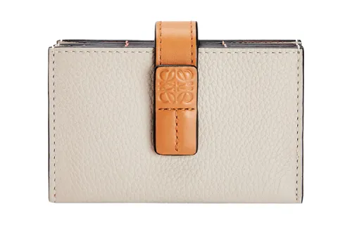 LOEWE Cow Leather Accordion Pleat Card Bag Women's Light Oat/Honey Brown