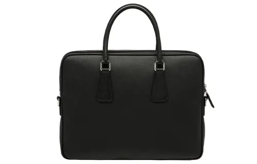 PRADA Saffiano Leather Briefcase Men's Black