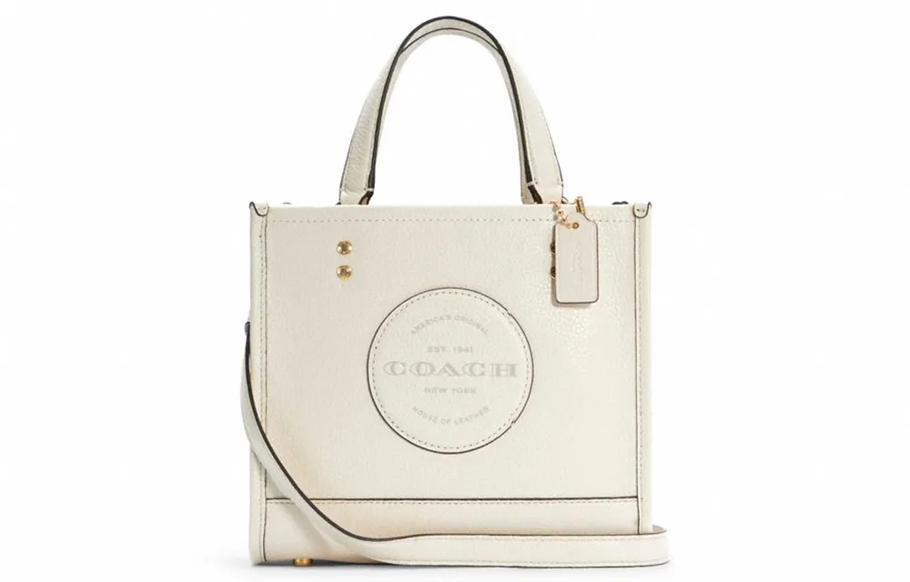 COACH Dempsey Cow Leather Tote Bag, Shopping Bag, Crossbody Bag, Handbag Small Women's White