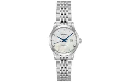 LONGINES Mechanical mechanism, women's watch, white dial, case stainless steel, watch strap, 30mm