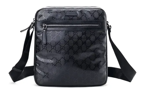 GUCCI Leather Shoulder Bag, Crossbody Bag Men's Black