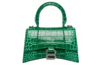 Balenciaga Hourglass Crocodile Embossed Calfskin Handbag, Shoulder Bag, Crossbody Bag Extra Small Women's Green