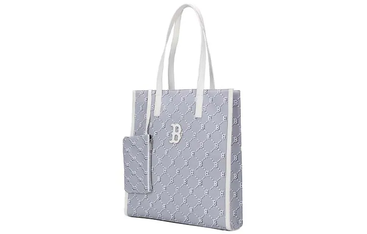MLB Monogram Polyester Combo Bag, Tote Bag, Shopping Bag, Shoulder Bag, Handbag Regular Unisex Gray White