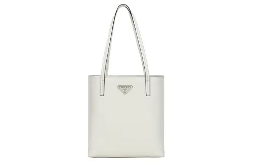 PRADA Leather Handbag Women's Chalk White