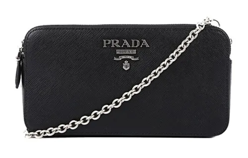 PRADA Leather Shoulder Bag Women's Black