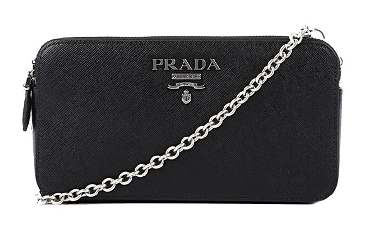 PRADA Leather Shoulder Bag Women's Black
