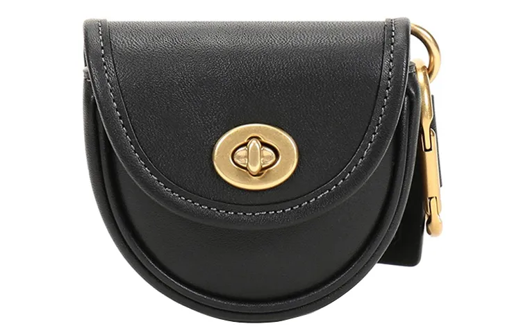 COACH Bag Charm Leather Coin Purses Mini Women's Black