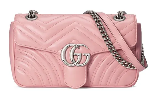 GUCCI GG Marmont Leather Shoulder Bag, Crossbody Bag Small Women's Pink/Candy/Unicorn
