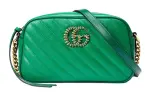 GUCCI Marmont Quilted Leather Camera Bag, Shoulder Bag, Crossbody Bag Small Women's Green & Bright Green