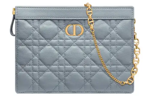 DIOR Caro Soft Cow Leather Shoulder Bag, Crossbody Bag, Clutch Regular Women's Powder Blue