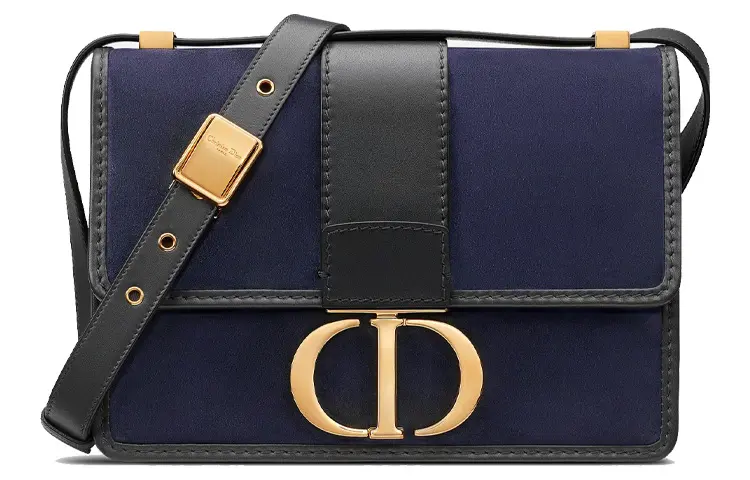 DIOR 30 Montaigne Flap Suede Cow Leather Box Bag, Shoulder Bag, Crossbody Bag Regular Women's Blue