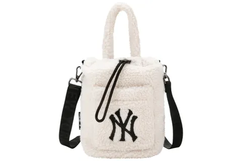 MLB Cow Leather Bucket Bag Handbag Regular Women's White
