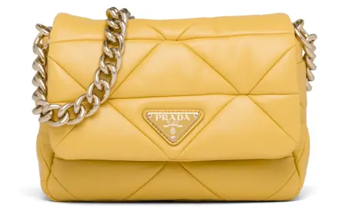 PRADA Luggage Collection Soft Sheepskin Leather Handbag Women's Yellow