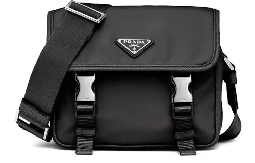 PRADA Saffiano Leather Messenger Bag, Shoulder Bag Women's Black