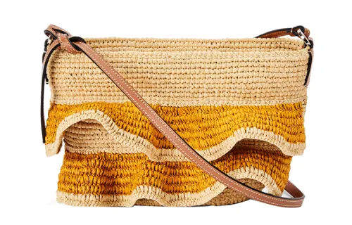 LOEWE Raffia Fiber With Cow Leather Shoulder Bag, Crossbody Bag Women's Yellow