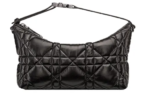 DIOR Cow Leather Clutch Medium Women's Black Silver