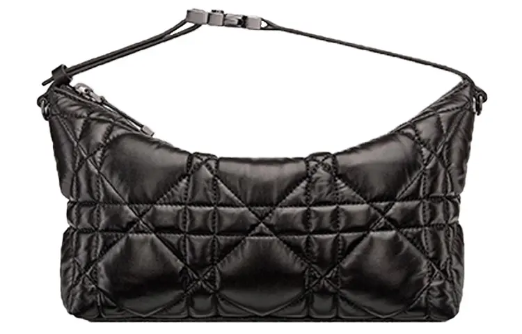 DIOR Cow Leather Clutch Medium Women's Black Silver