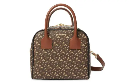 Burberry Cube Canvas Handbag Medium Unisex Brown