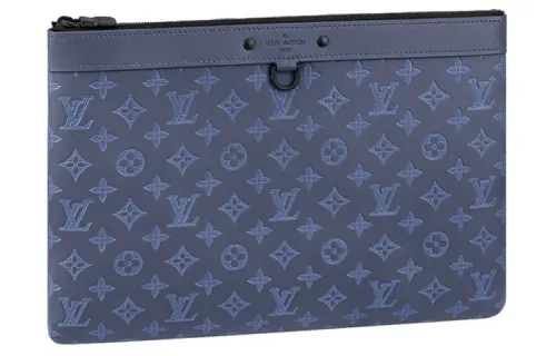 LOUIS VUITTON Discovery Calfskin Backpack Clutch Large Men's Blue