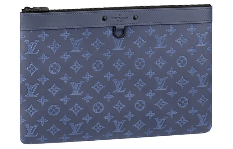 LOUIS VUITTON Discovery Calfskin Backpack Clutch Large Men's Blue