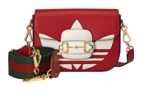 GUCCI Adidas Collaboration Horsebit 1955 Leather Single Compartment Crossbody Bag Mini Women's Red