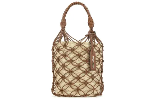 MIU MIU Woven Leather Bucket Bag Handbag Women's Multicolor