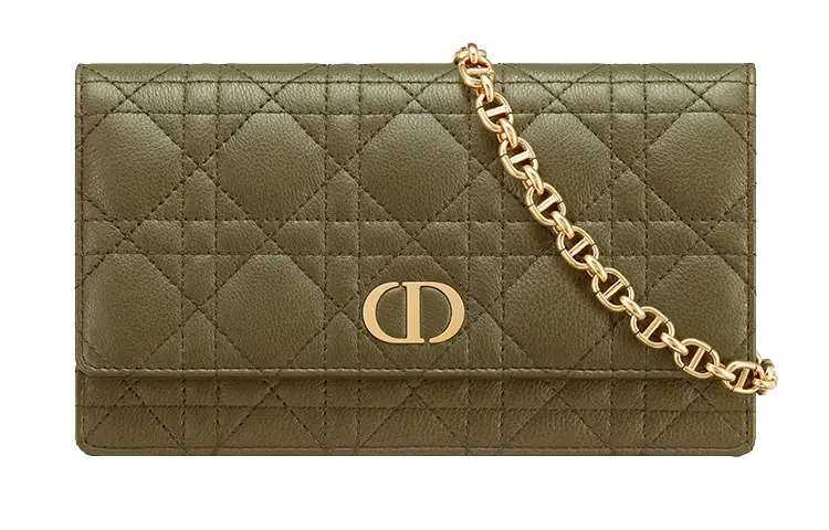 DIOR Caro Cow Leather Shoulder Bag, Crossbody Bag Women's Pine Green Color