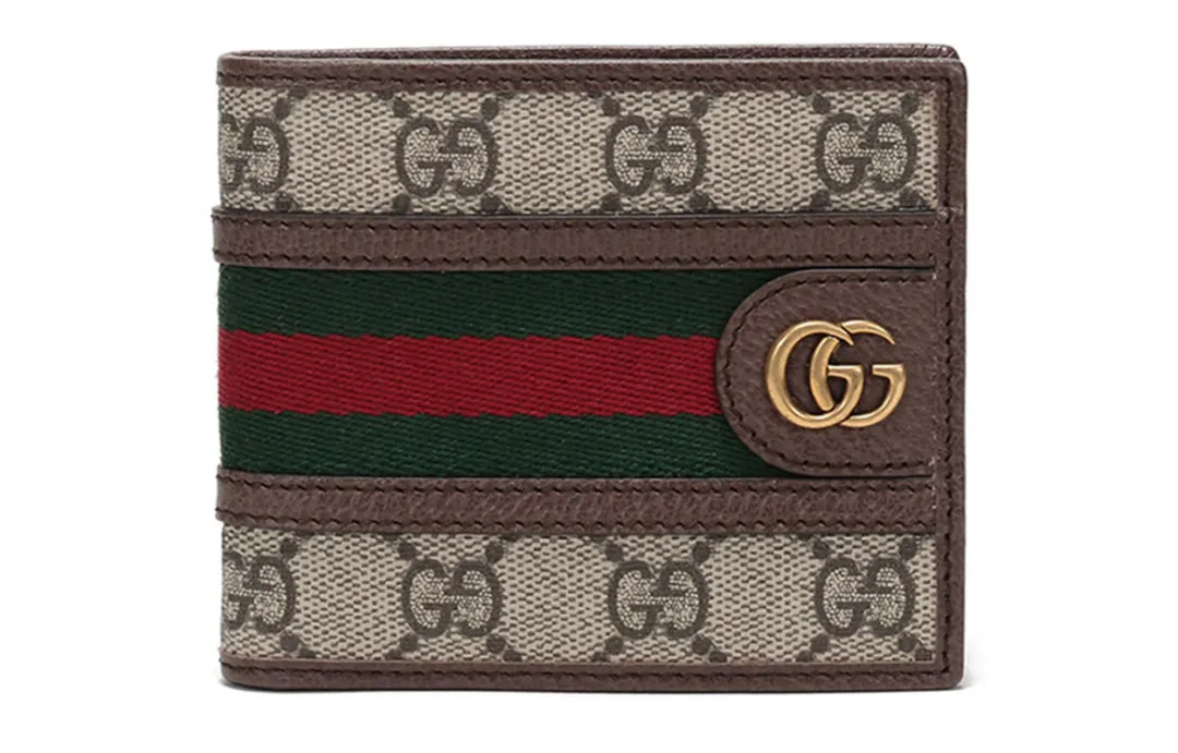 GUCCI Ophidia Canvas With Leather Wallet Men's Beige Ebony