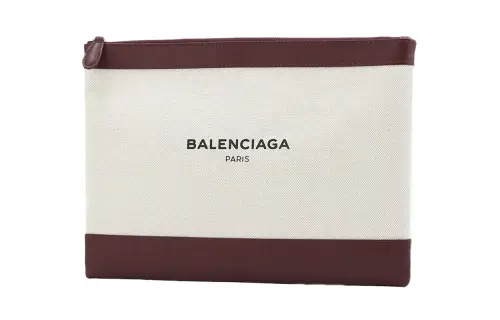Balenciaga Canvas With Leather Clutch Women's Ecru