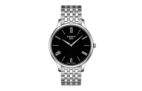 TISSOT Tissot, handsome quartz waterproof men's watch, black dial, case stainless steel, watch strap, quartz mechanism, 30meter, 39mm