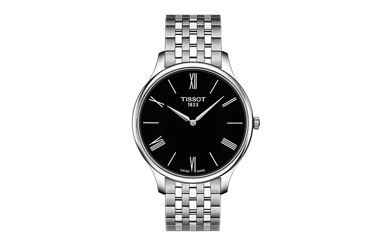 TISSOT Tissot, handsome quartz waterproof men's watch, black dial, case stainless steel, watch strap, quartz mechanism, 30meter, 39mm