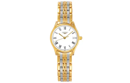 LONGINES Lvya Collection Quartz Movement Women's Watch 24mm White Dial Stainless Steel PVD Coating Strap
