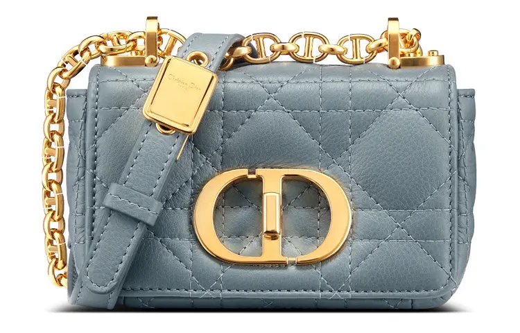 DIOR Caro Calfskin Crossbody Bag, Shoulder Bag Women's Blue