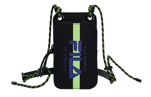 FILA FUSION STAPLE Collaboration Trendy Fabric, Synthetic Leather, Polyurethane Crossbody Bag Regular Unisex Black