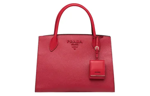 PRADA Saffiano Cow Leather Crossbody Bag, Handbag Women's Red