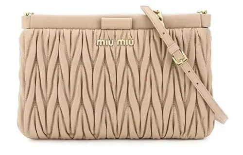 MIU MIU Logo Nappa Leather Handheld Crossbody Bag, Shoulder Bag Unisex Pink