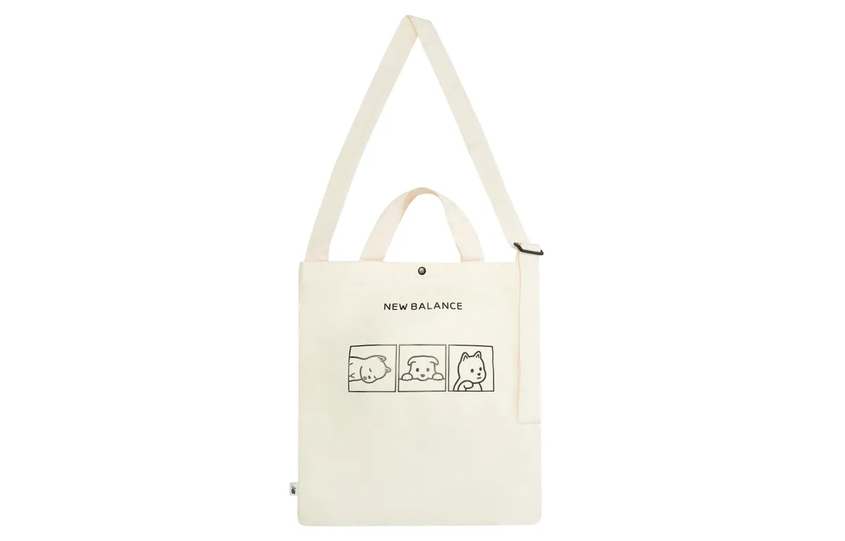 New Balance × Noritake Collaboration Letter Print Canvas Portable Crossbody Canvas Bag, Shoulder Bag Unisex Ivory White